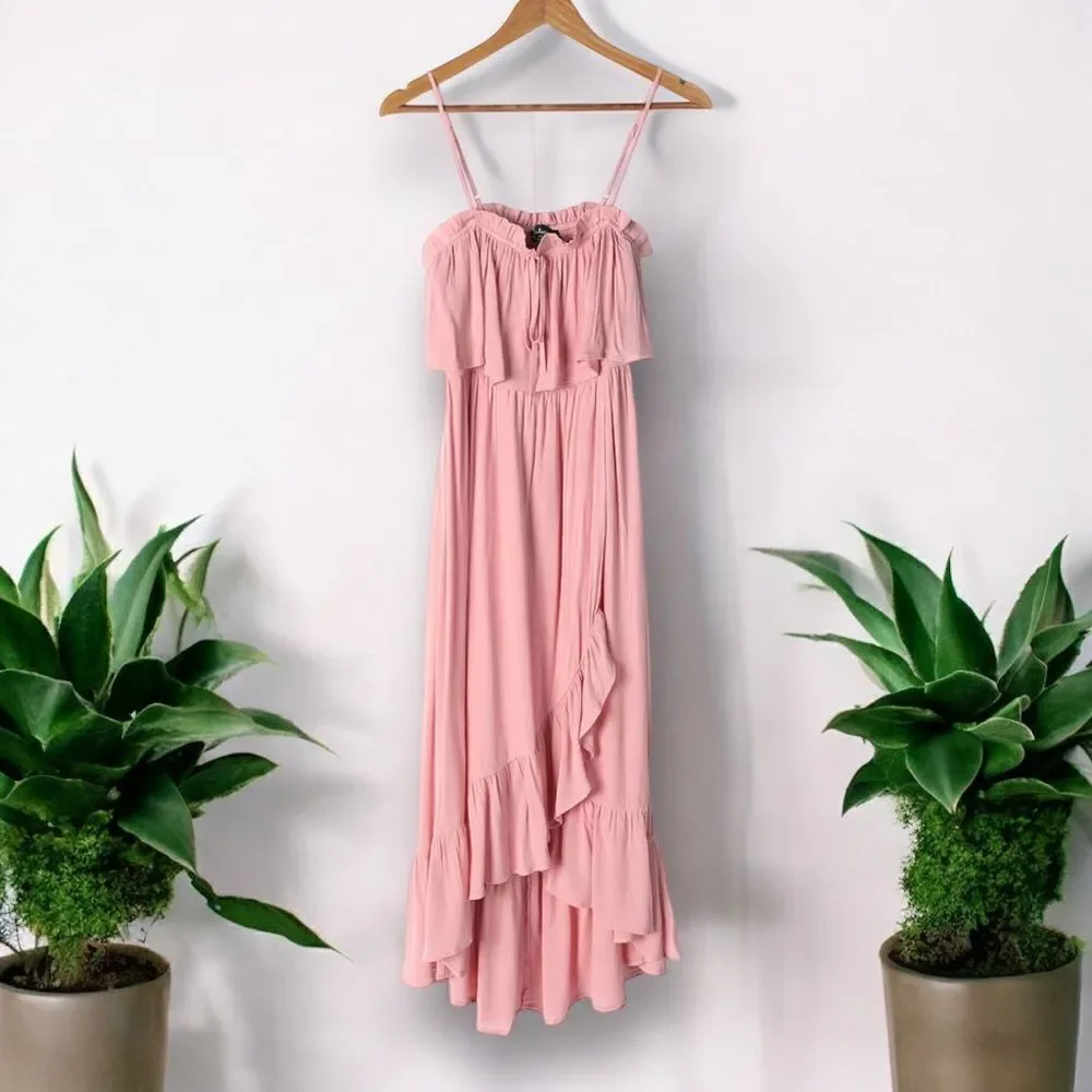 LULUS Women’s Sincerely Yours Blush Pink Ruffled Midi Dress in the Size Small - Picture 6 of 16